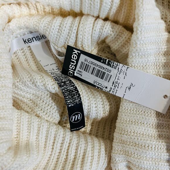 Kensie Turtle Neck Ribbed Knit Sweater Dress Size M Medium NWT Cream - Picture 4 of 7